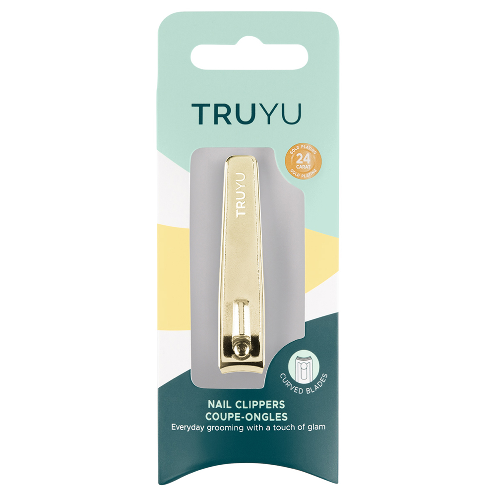 트루유 TRUYU 커브드 손톱깎이(골드) 컴팩트한 사이즈의 24캐럿 도금 손톱 깎이. 파일이 내장되어 있으며 휴대용으로 적합합니다.